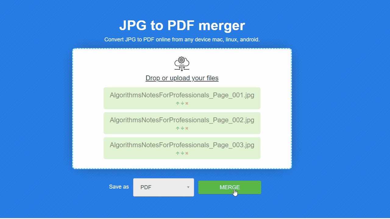 Merge JPEG to single PDF