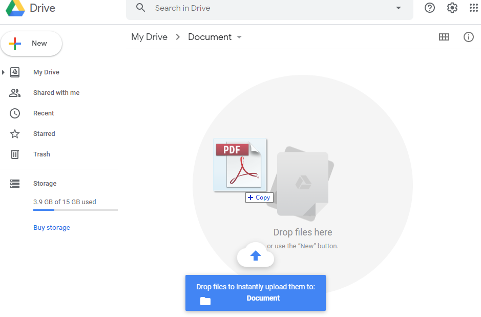 Upload document to Google Drive