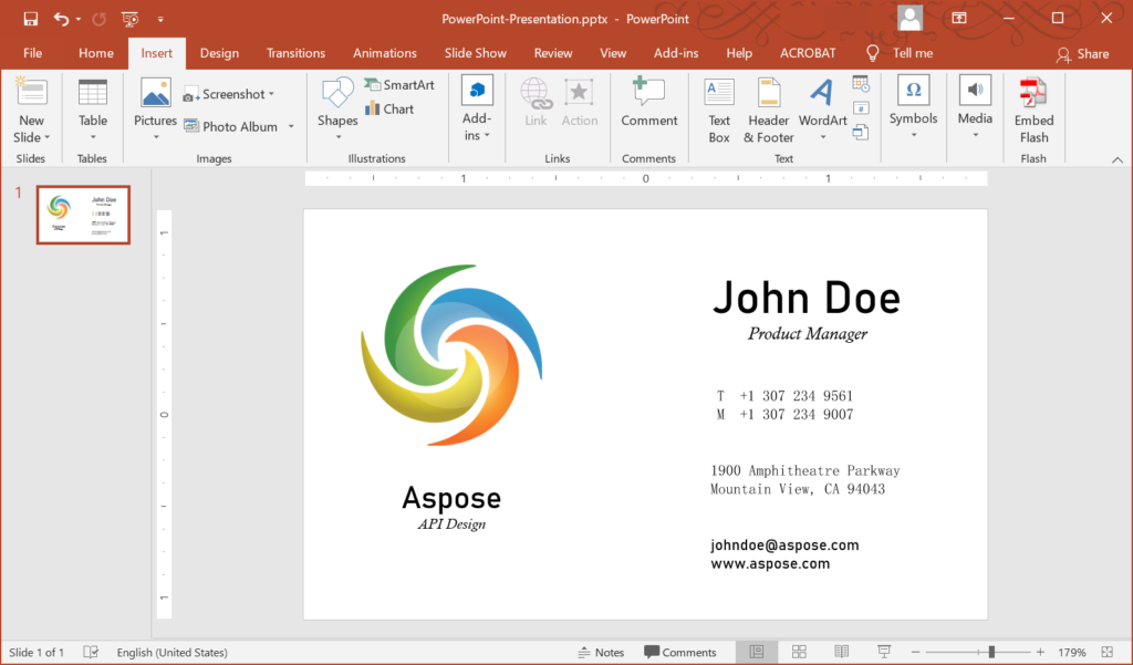 powerpoint presentation on business cards