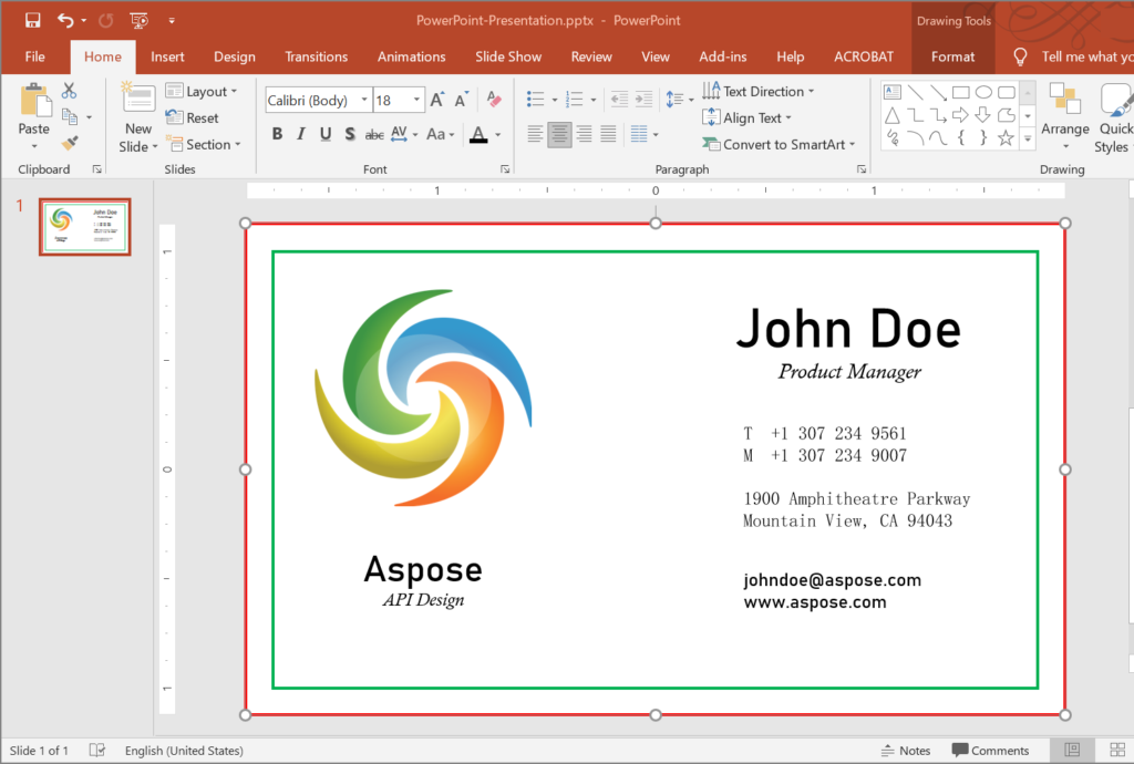 powerpoint presentation on business cards