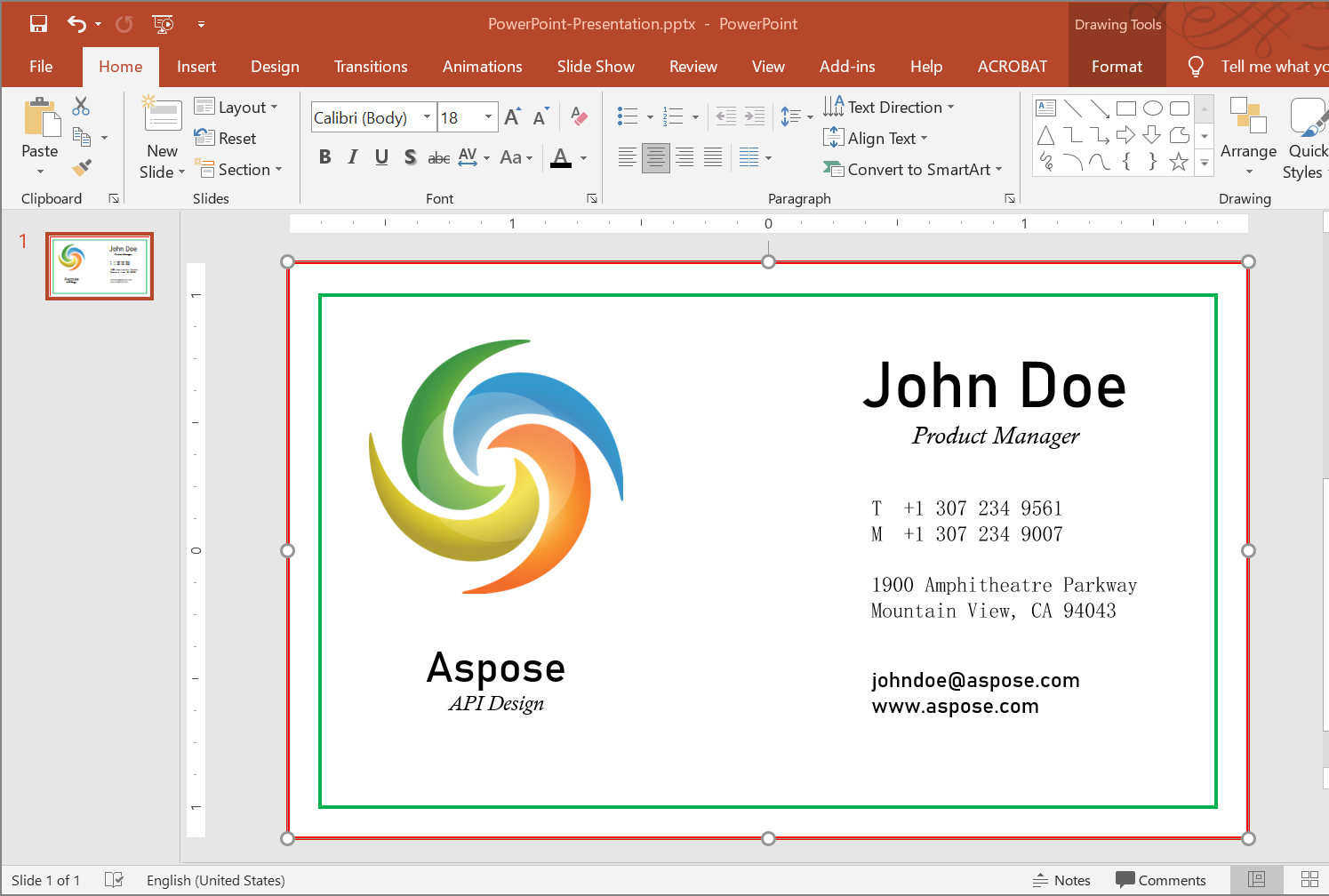 business card template powerpoint 2010