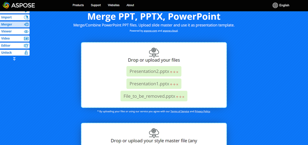 Uploading files to PPT Merger
