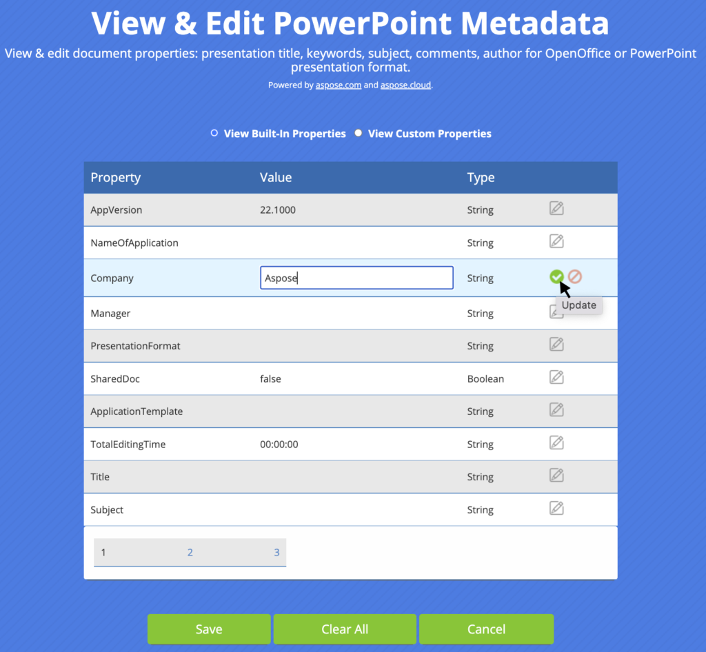 Metadata properties