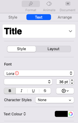 Replace font in Slide Layout editor